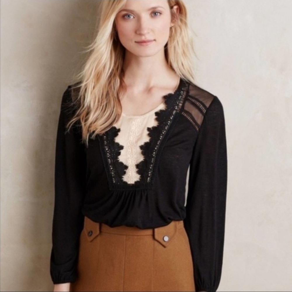 Meadow Rue Black "Nimah" Long Sleeve Top